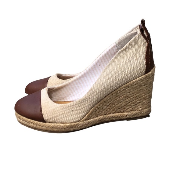 GH Bass Womens Kaitlyn Espadrille Wedge Heel Sz 8.5 M Ivory/Brown Shoes - Picture 7 of 15